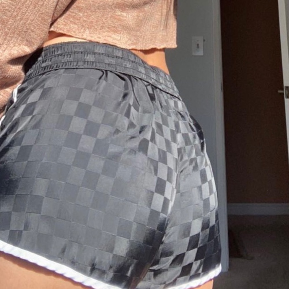 Checkered black shorts